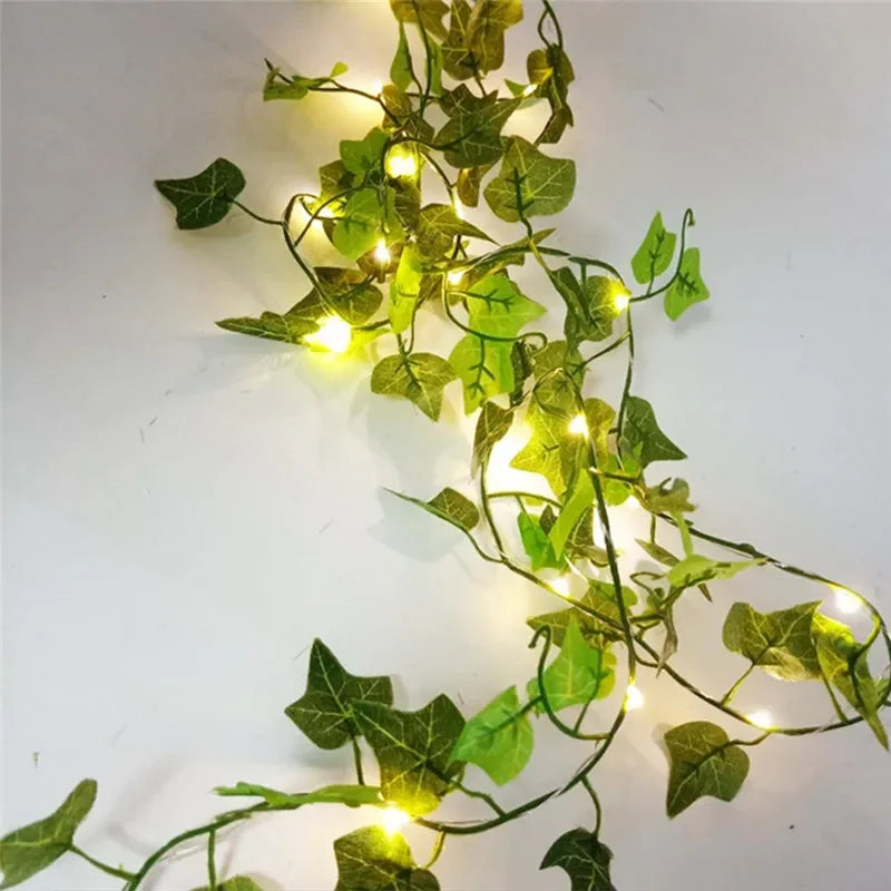 Flower Green Leaf String Lights Artificial Vine Fairy Lights Battery Powered