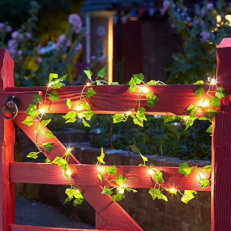 Flower Green Leaf String Lights Artificial Vine Fairy Lights Battery Powered