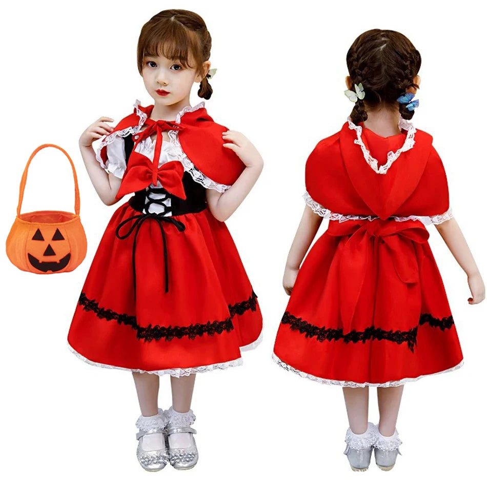 Girl Halloween Cosplay Little Red Riding Hood Performance