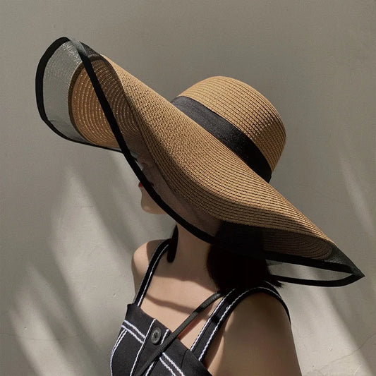 Women Sun Hat Big Eaves Waves Beach Cap Ladies Hat Big Brim Sun Visors