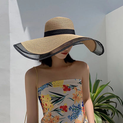 Women Sun Hat Big Eaves Waves Beach Cap Ladies Hat Big Brim Sun Visors