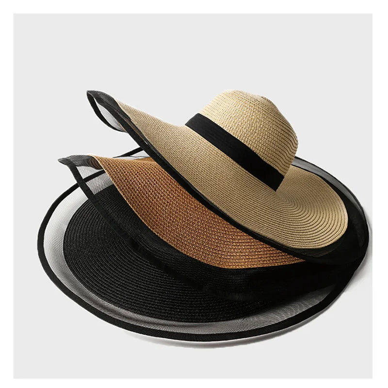Women Sun Hat Big Eaves Waves Beach Cap Ladies Hat Big Brim Sun Visors
