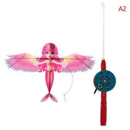 Cartoon Children Kite Mini Plastic Toys Kite + 40cm Hand Brake Fishing Rod Outdoor