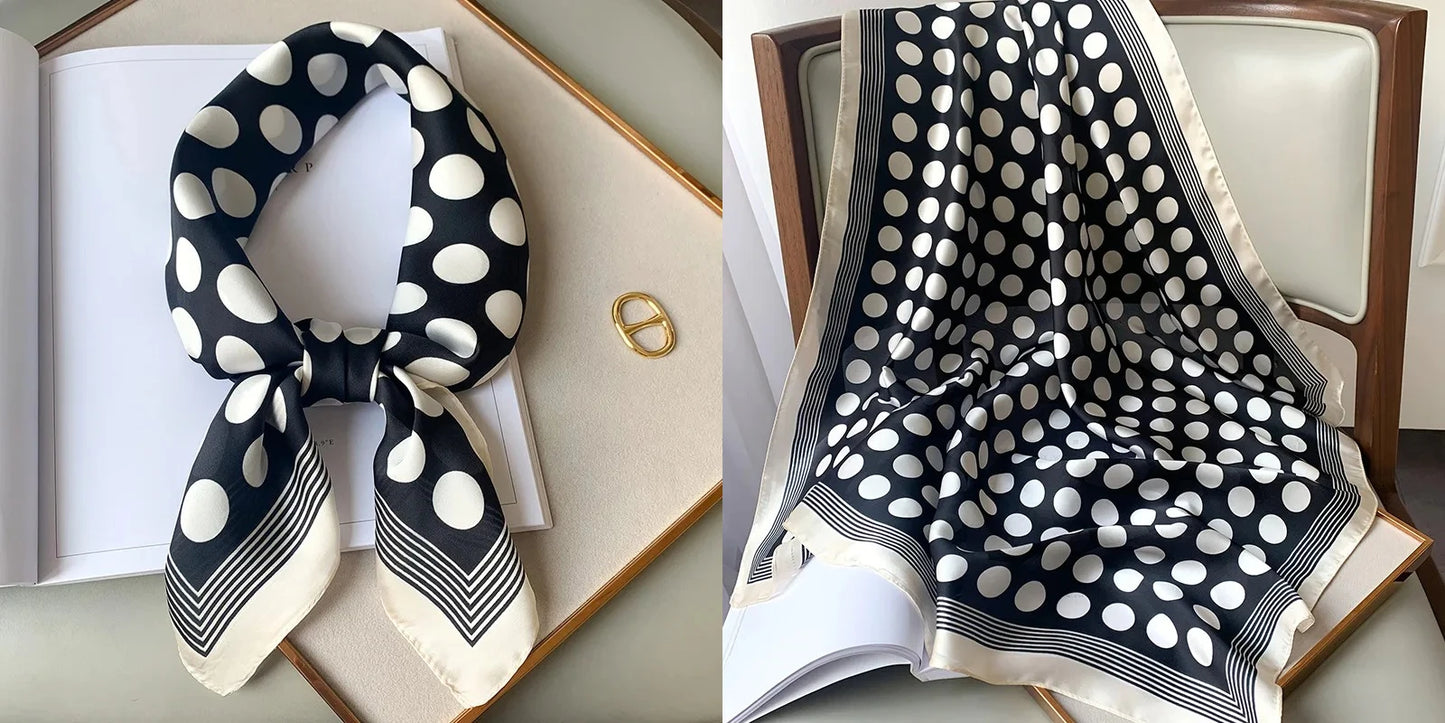 Luxury Floral Print Silk Square Scarf Women Soft Satin