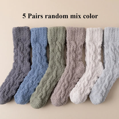 Thick Warm Winter Socks Men Coral Fleece Thermal High Quality Middle Tube