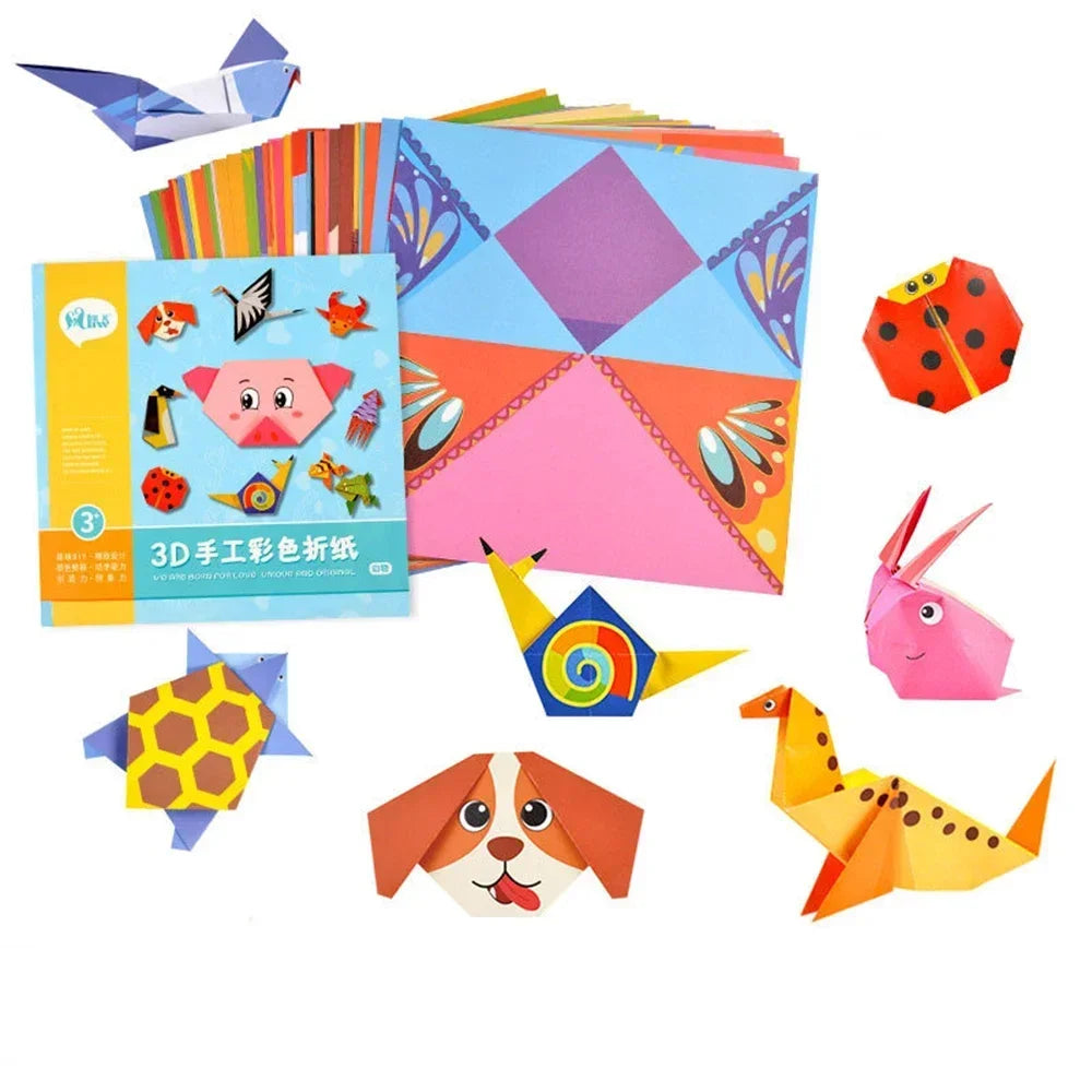 Montessori Toys Cartoon Animal Origami Paper Kid DIY Craft Toy