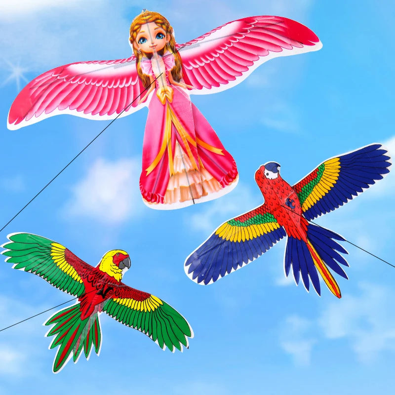 Cartoon Children Kite Mini Plastic Toys Kite + 40cm Hand Brake Fishing Rod Outdoor