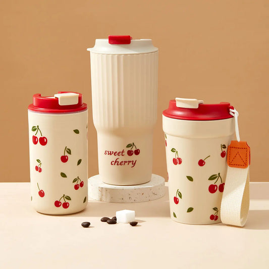 Travel Portable Plastic Coffee Mug With Nylon Rope Sealed Leak Proof