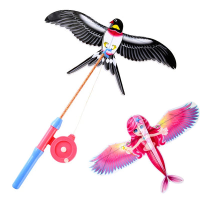Cartoon Children Kite Mini Plastic Toys Kite + 40cm Hand Brake Fishing Rod Outdoor