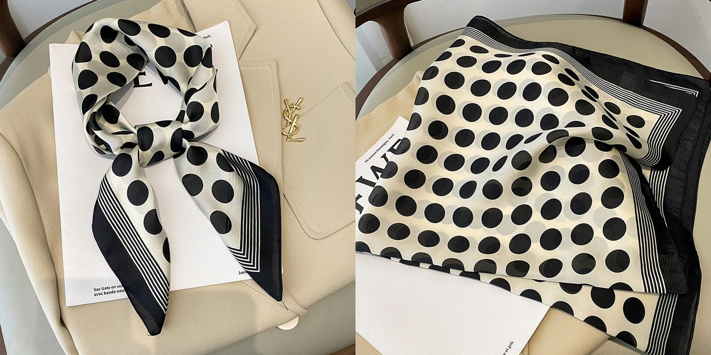 Luxury Floral Print Silk Square Scarf Women Soft Satin