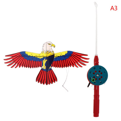 Cartoon Children Kite Mini Plastic Toys Kite + 40cm Hand Brake Fishing Rod Outdoor