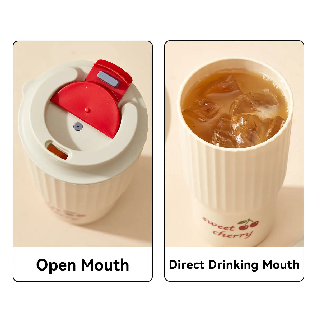 Travel Portable Plastic Coffee Mug With Nylon Rope Sealed Leak Proof