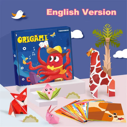Montessori Toys Cartoon Animal Origami Paper Kid DIY Craft Toy
