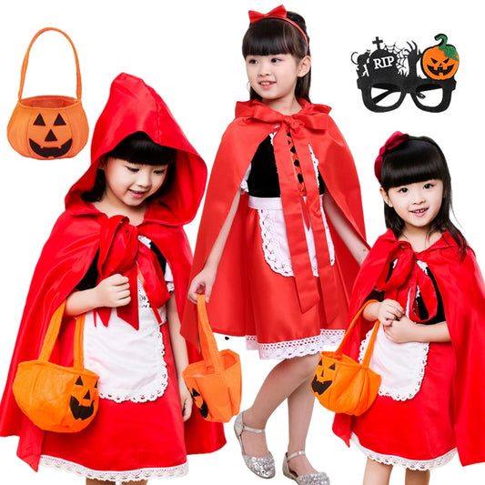 Girl Halloween Cosplay Little Red Riding Hood Performance