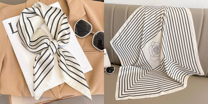 Luxury Floral Print Silk Square Scarf Women Soft Satin