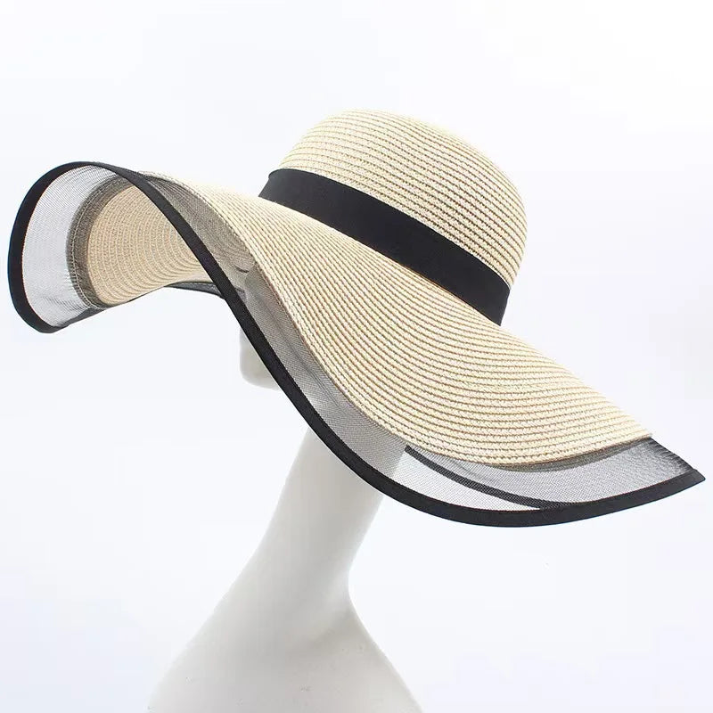 Women Sun Hat Big Eaves Waves Beach Cap Ladies Hat Big Brim Sun Visors