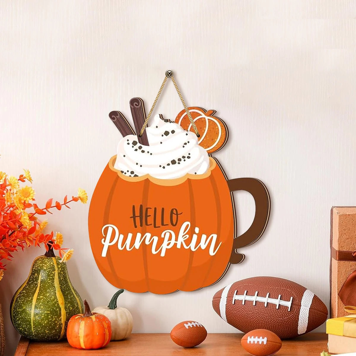 Adorable Pumpkin - Shaped Decor: "Hello Pumpkin" with Cream