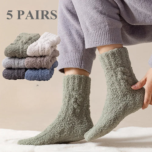 Thick Warm Winter Socks Men Coral Fleece Thermal High Quality Middle Tube