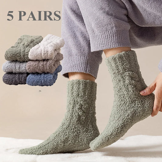 Thick Warm Winter Socks Men Coral Fleece Thermal High Quality Middle Tube