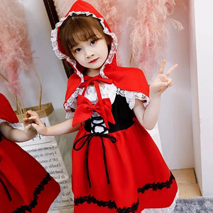 Girl Halloween Cosplay Little Red Riding Hood Performance