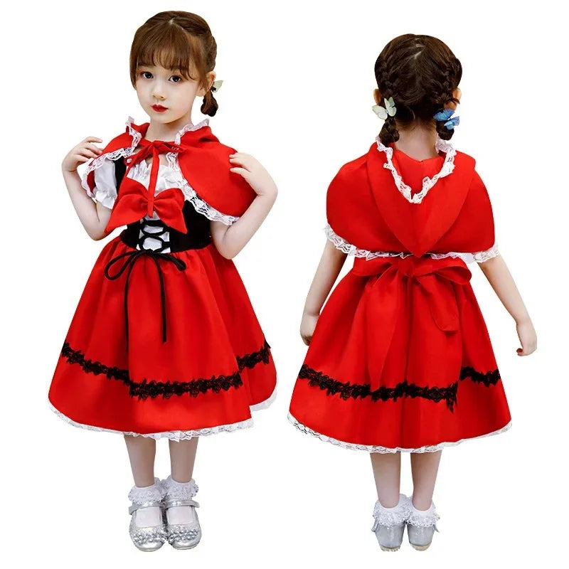 Girl Halloween Cosplay Little Red Riding Hood Performance