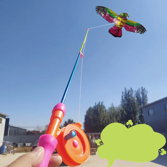 Cartoon Children Kite Mini Plastic Toys Kite + 40cm Hand Brake Fishing Rod Outdoor