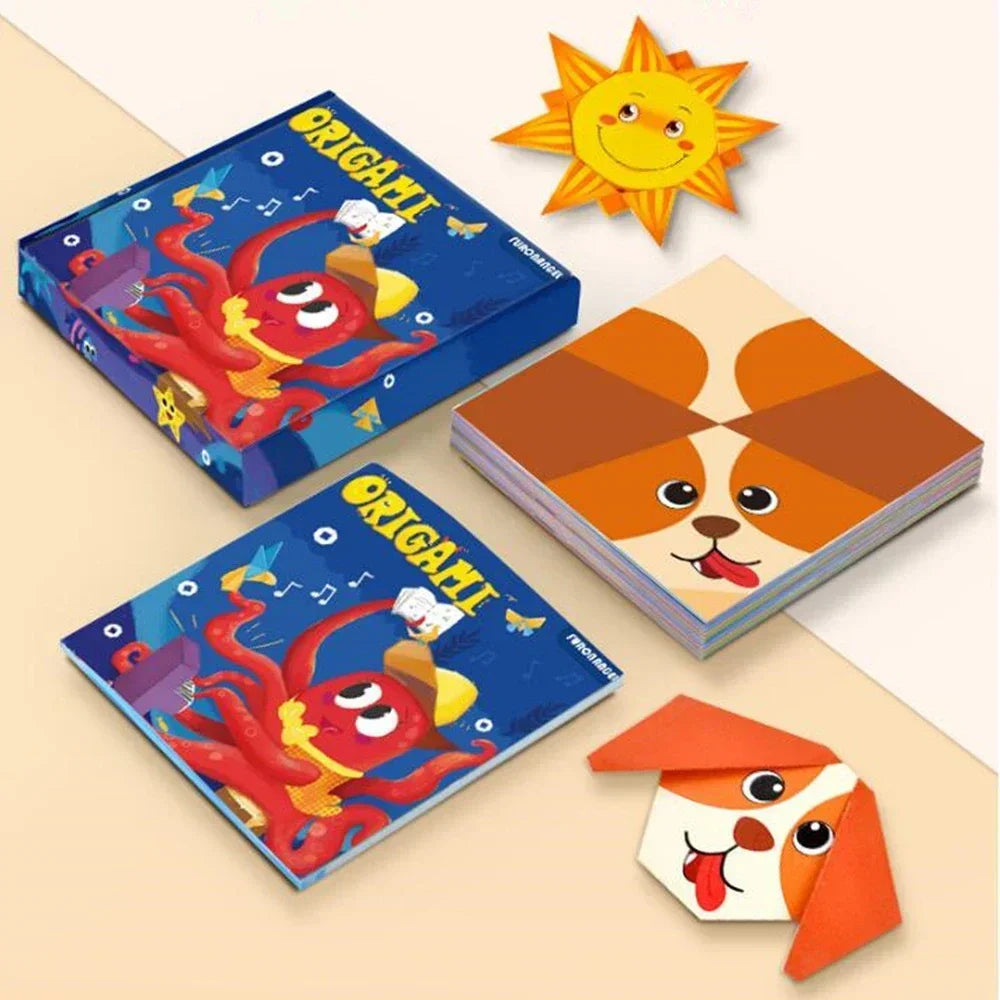 Montessori Toys Cartoon Animal Origami Paper Kid DIY Craft Toy
