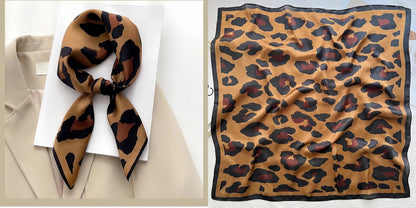 Luxury Floral Print Silk Square Scarf Women Soft Satin