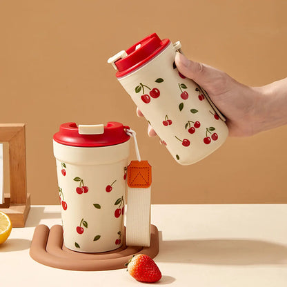 Travel Portable Plastic Coffee Mug With Nylon Rope Sealed Leak Proof