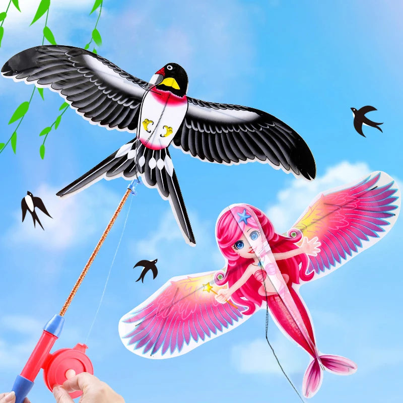 Cartoon Children Kite Mini Plastic Toys Kite + 40cm Hand Brake Fishing Rod Outdoor