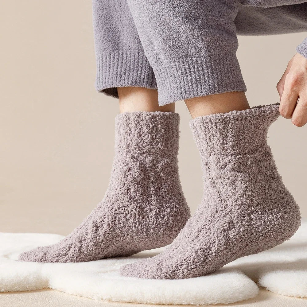 Thick Warm Winter Socks Men Coral Fleece Thermal High Quality Middle Tube
