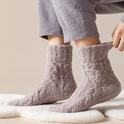 Thick Warm Winter Socks Men Coral Fleece Thermal High Quality Middle Tube