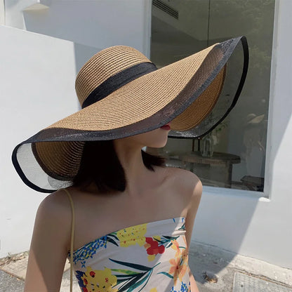 Women Sun Hat Big Eaves Waves Beach Cap Ladies Hat Big Brim Sun Visors