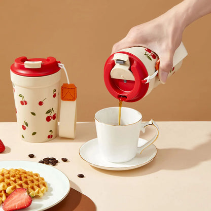 Travel Portable Plastic Coffee Mug With Nylon Rope Sealed Leak Proof