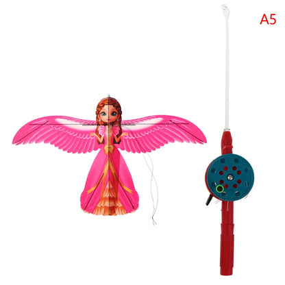 Cartoon Children Kite Mini Plastic Toys Kite + 40cm Hand Brake Fishing Rod Outdoor